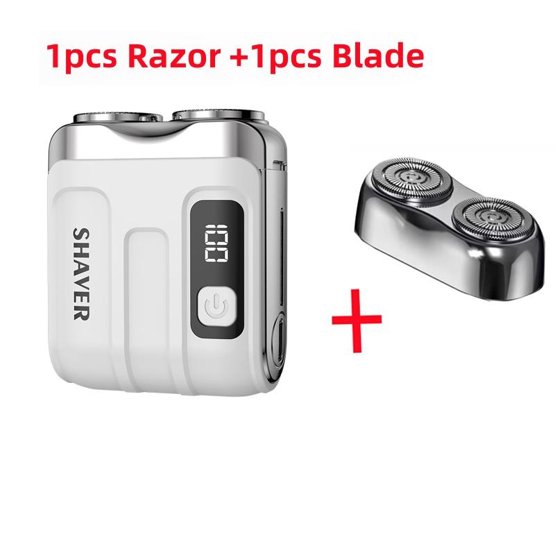 New Mini Electric Shaver Household Car Smart Shaver Digital Display Dual Blade Rechargeable Shaver Powerful Beard Trimmer Tool
