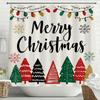 Merry Christmas Cartoon Shower Curtain, Bathroom Decorative Shower Curtain, Printed Christmas Tree Shower Curtain with Hooks