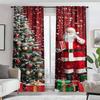 2Pcs Polyester Christmas Santa Claus Printing Window Curtains Birthday Party Decoration Backdrop Drapes for Living Room