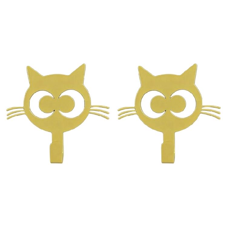 Set Of 2 Playful Cats Wall Hooks Easy To Installation Metal Construction Hanger for Coats Bags And Daily Essential