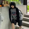 Y2K Vintage hosszú ujjú póló női harajuku utcai viselet szürke pulóverek túlméretezett retró patchwork nyomtatású pólók