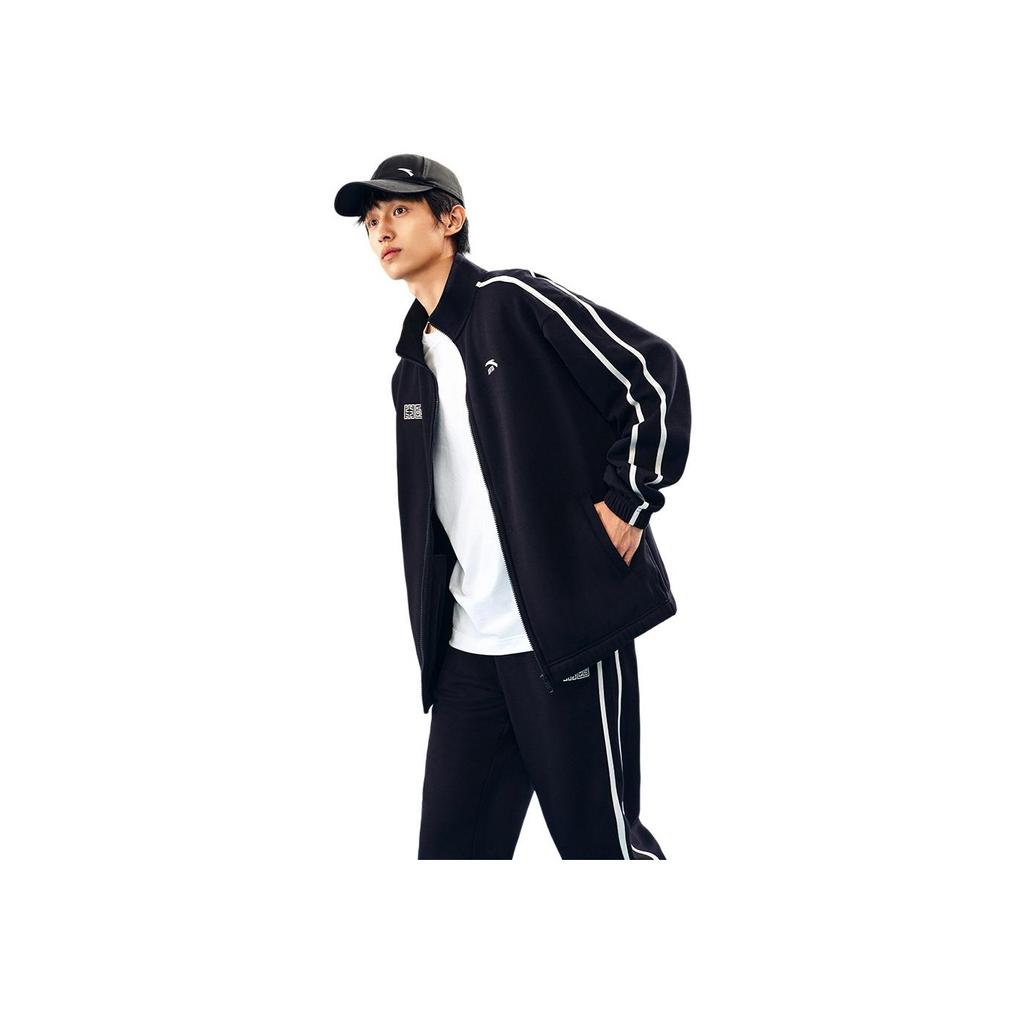 Anta Simple Round Neck Warm Top Breathable Comfortable Long Pants Casual Sports Suit Men Suit Mud-Sand-Gray 952448201-4