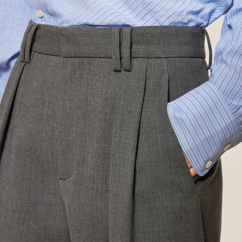 LESS 2024 Winter Merino Wool Blend Loose Straight Trousers