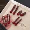 Retro Red Polka Hair Clips Dot Bangs Clips Minimalist Broken Hair Duckbill Clips Temperament Hair Ornaments