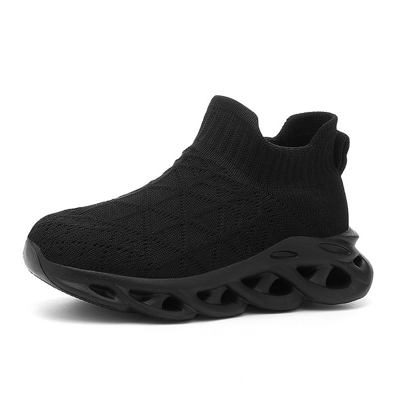 

Children Sneaker Boys Sock Shoes Fashion Knit Spring Breathable Lightweight Running Sports Shoes Boy Slip on Casual Sneaker 26 чорний