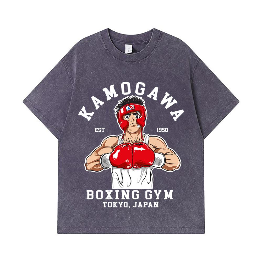 275 GSM Gewaschene T-Shirts 100% Baumwolle Hajime no Ippo V10 Druck Unisex Schweres Baumwoll-T-Shirt