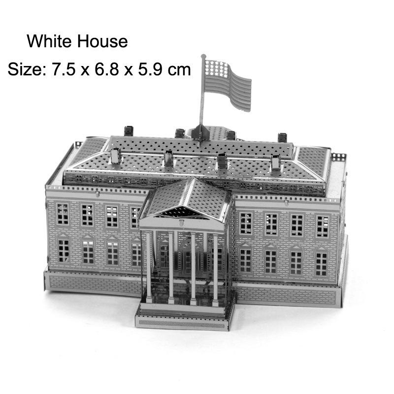 3D Metal Puzzle Architecture Series: Eiffel Tower, Lighthouse, White House, Sleeping Beauty Castle Assembly Model Birthday Gift.