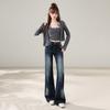 Autumn American Retro High-waisted Micro-pull Jeans Women's Slim-fitting and Thin Small Elastic Flared Pants