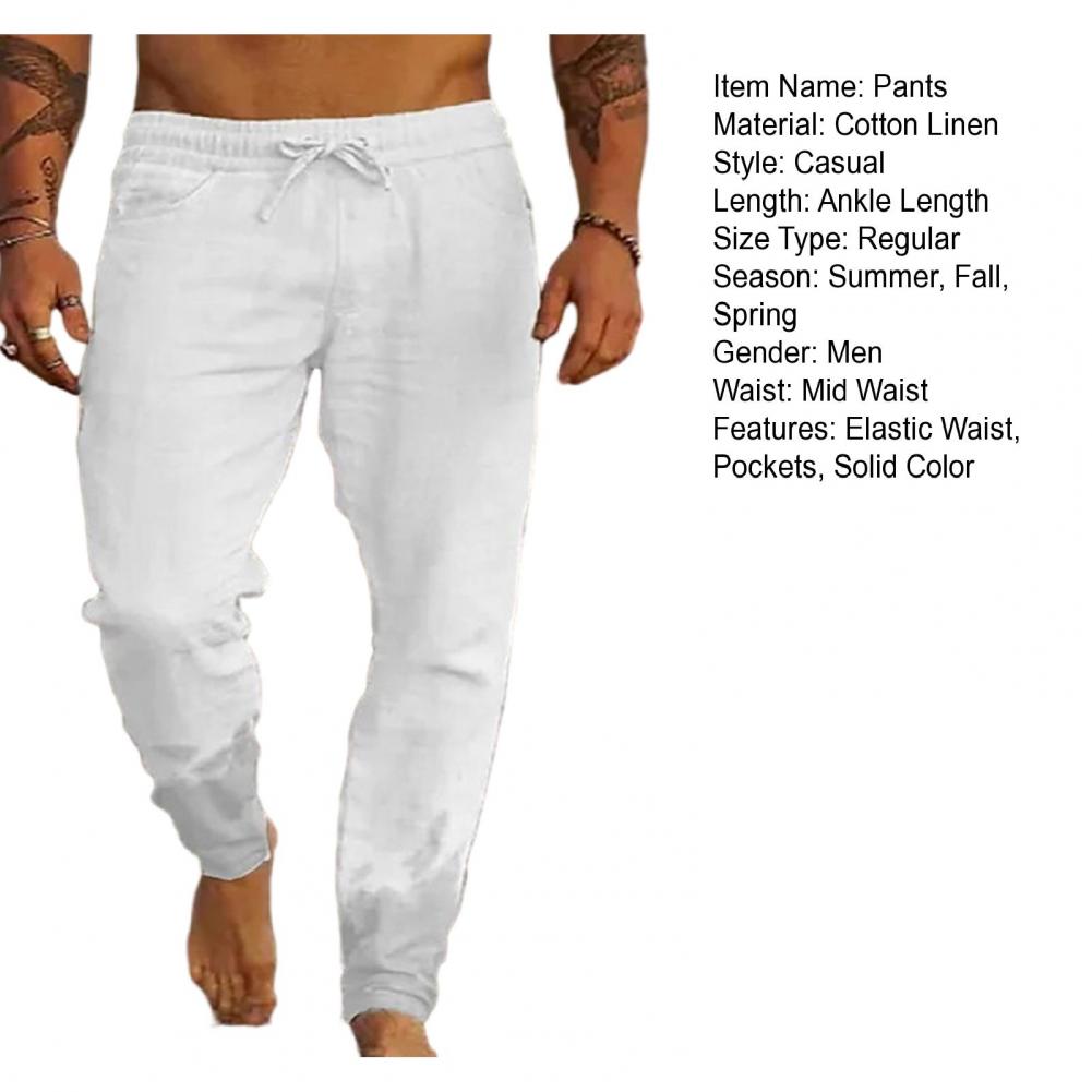 Herrenhose mit Kordelzug und elastischer Taille, einfarbig, Taschen, locker, lässig, dünn, weich, schnelltrocknend, knöchellang, Herrenhose für den Alltag, Strandhose