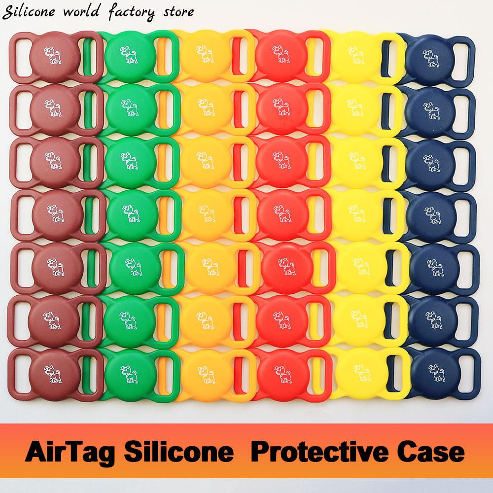 Silicone World Pet Silicone Protective Case GPS Finder Dog Cat Collar Loop For Apple Airtags For Apple Locator Tracker Anti-lost