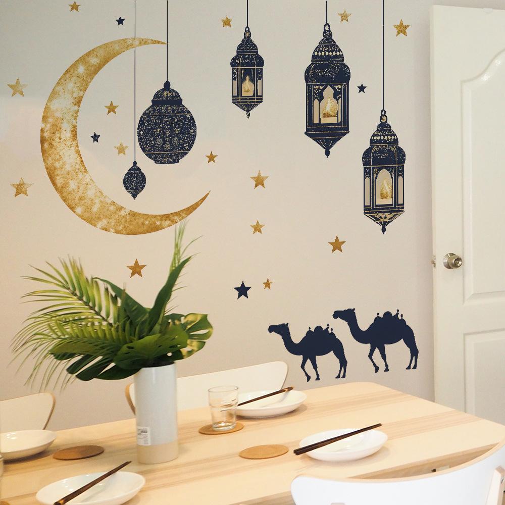 Style: Star And Moon Chandelier, Camel Combo Wall Sticker, Bedroom Living Room, Study Room, Home Decoration Wall Sticker
