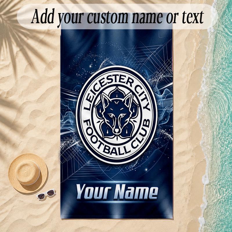 Beach TowelLeicester City Custom Name Text Personalized Soft Towel for Beach Pool Indoor Home Decor Gift