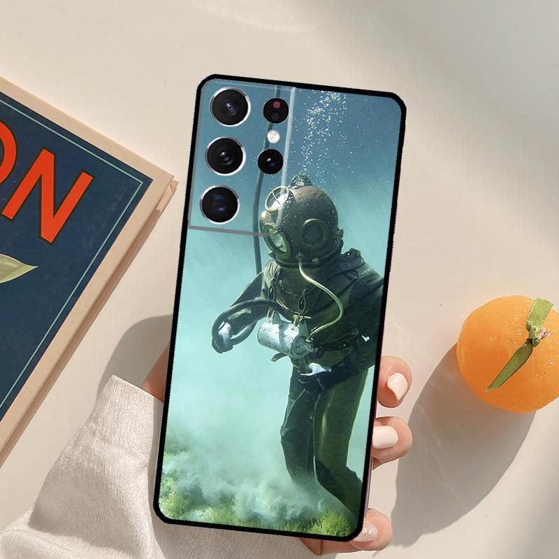 Scuba Diving Diver Phone Case For Samsung Galaxy S22 S23 S21 S20 FE Ultra S8 S9 S10 Plus Note 10 20 Ultra Cover