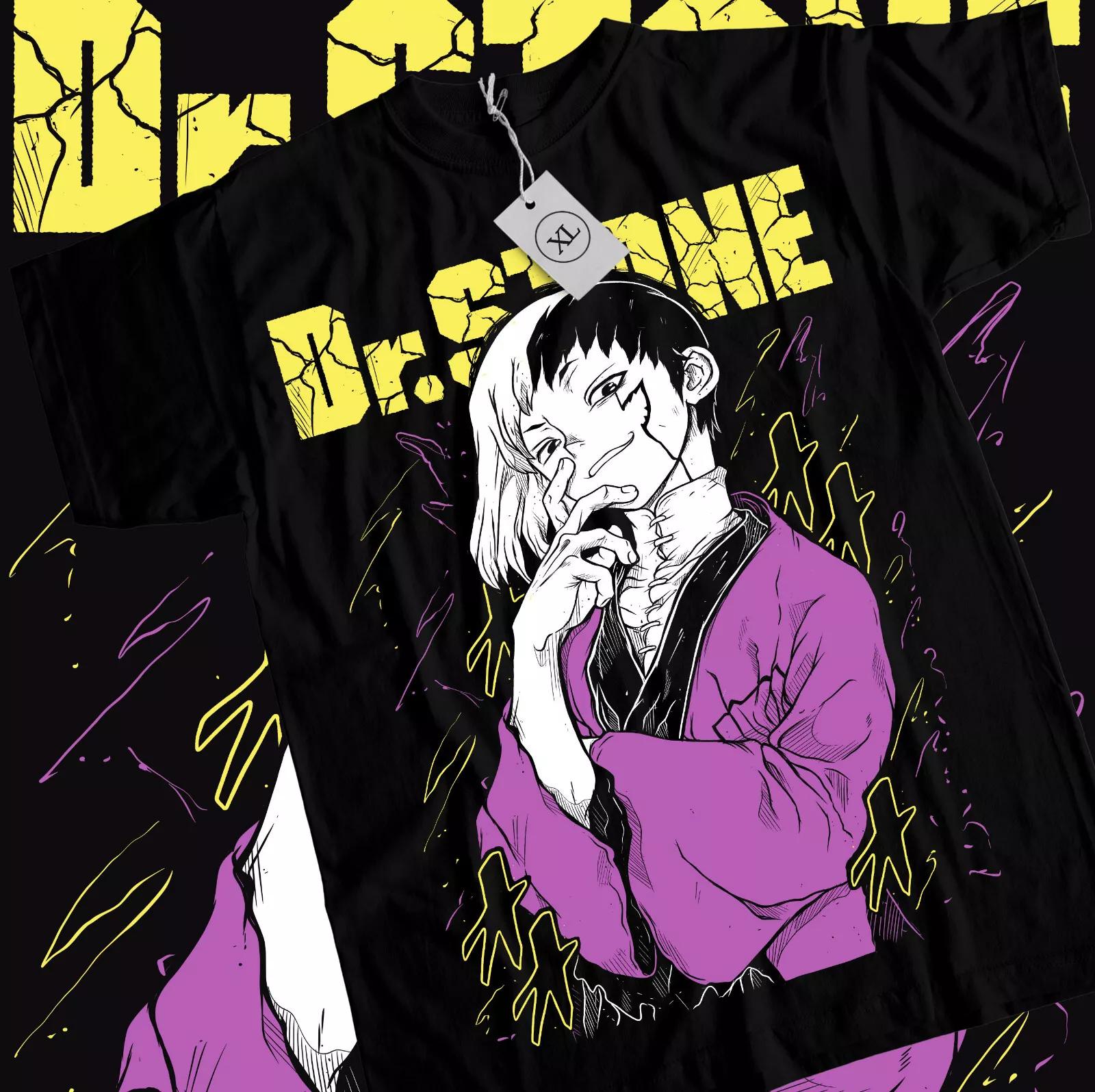 

Gen Asagiri T-Shirt Dr.Stone Ryusui Senku Asagiri Seiyuu Black Shirt All Size XL