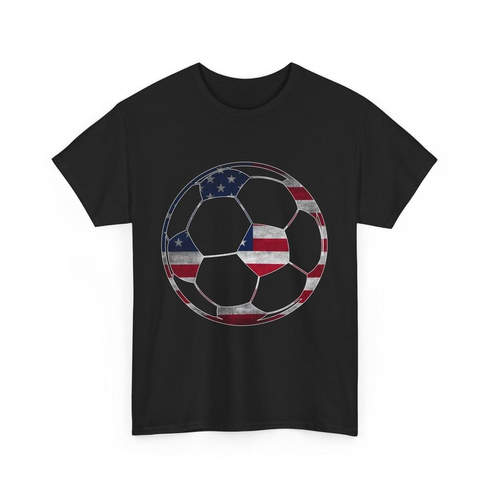 Soccer Ball American Flag T-Shirt, Soccer Sports Lovers Women Men T-Shirt
