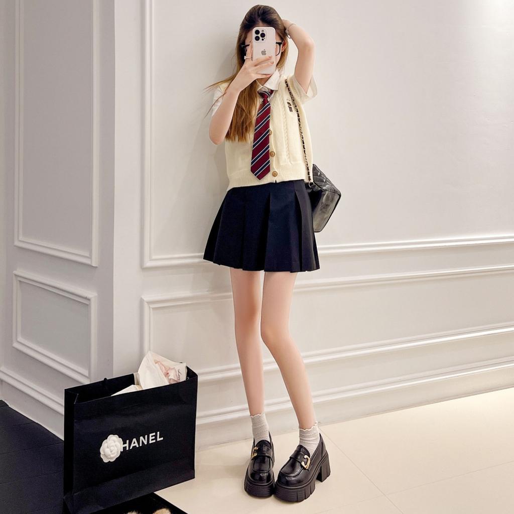 Thick-soled Thick-heeled Black Women's Autumn New Retro One-pedal Mary Jane Small Leather Shoes