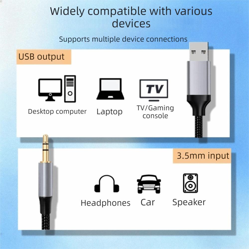 Headset Round Hole USB Audio Cable Cd Grade Sound Quality Extension Audio Line AUX Audio Cable Stereo Audio Cable for TV
