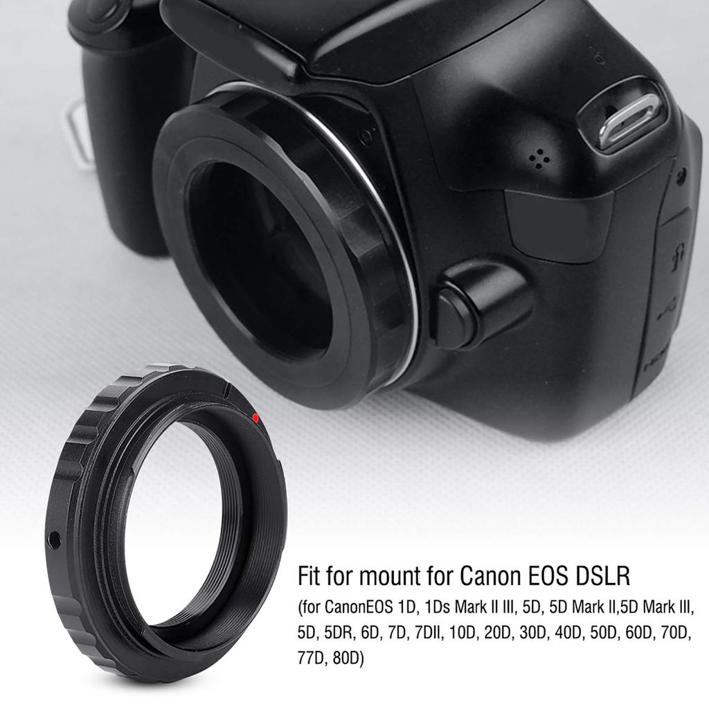 Lens Mount Adapter Aluminum Alloy Lens Adapter Ring for Canon EOS EF DSLR 650D 60D Supports Manual Thread Ring, T2/T-Mount 550D, Focus/Infinity Focus,