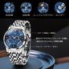 OLEVS Men's Chronograph Watch Blue/White Analog Waterproof Business Style Large Display Quartz
