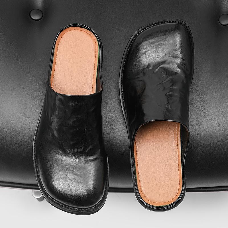 2025 verano nuevo perezoso de un pedal cabeza cuadrada medias zapatillas casual suela gruesa para exterior zapatos de hombre 91516-W