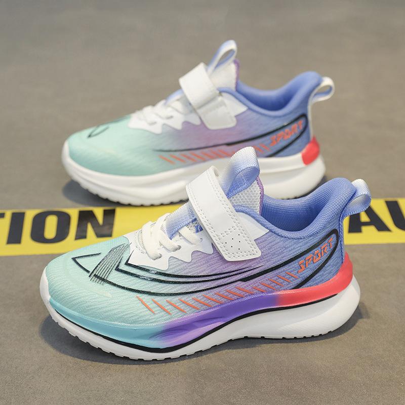 Children's red rabbit running shoes mesh breathable medium and large children's Velcro boys non-slip elementary school students Velcro sneakers