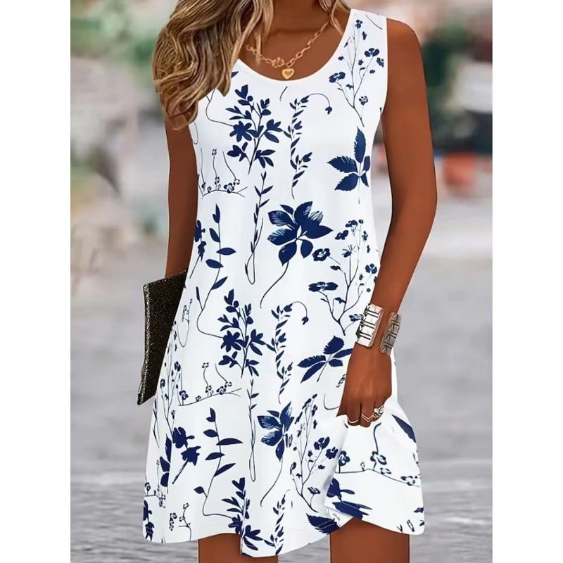 Summer Women's Dress A Line Dress Tank Dress Elegant Stylish Casual Daily Regular Fit Floral Graphic Sleeveless O Neck