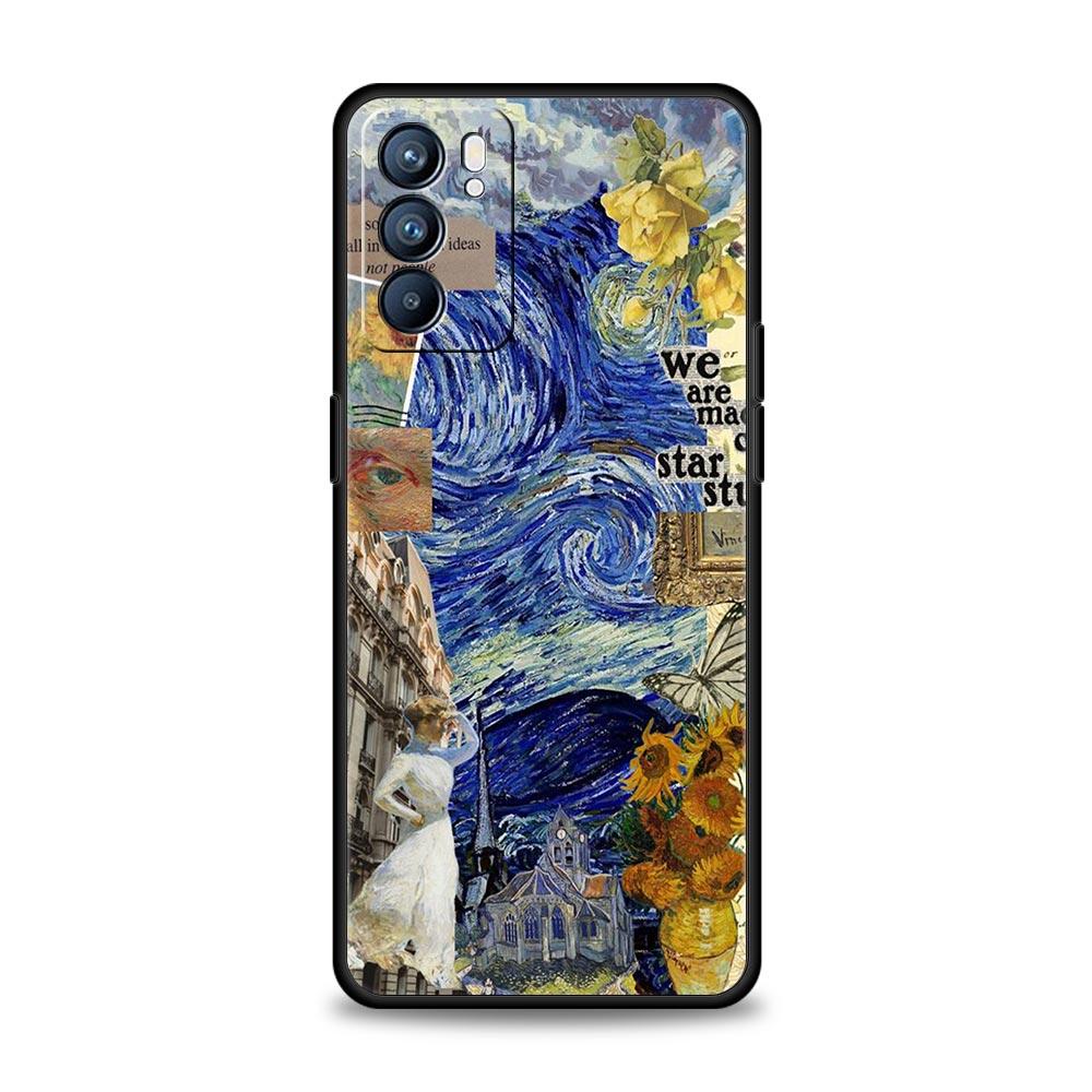 Starry sky van gogh art Phone Case For Oppo Reno8 Reno7 Reno6 Pro A54 5G Find X6 X5 A53 A52 A9 A15 A95 A17 A16 A74 A57 A31 Cover