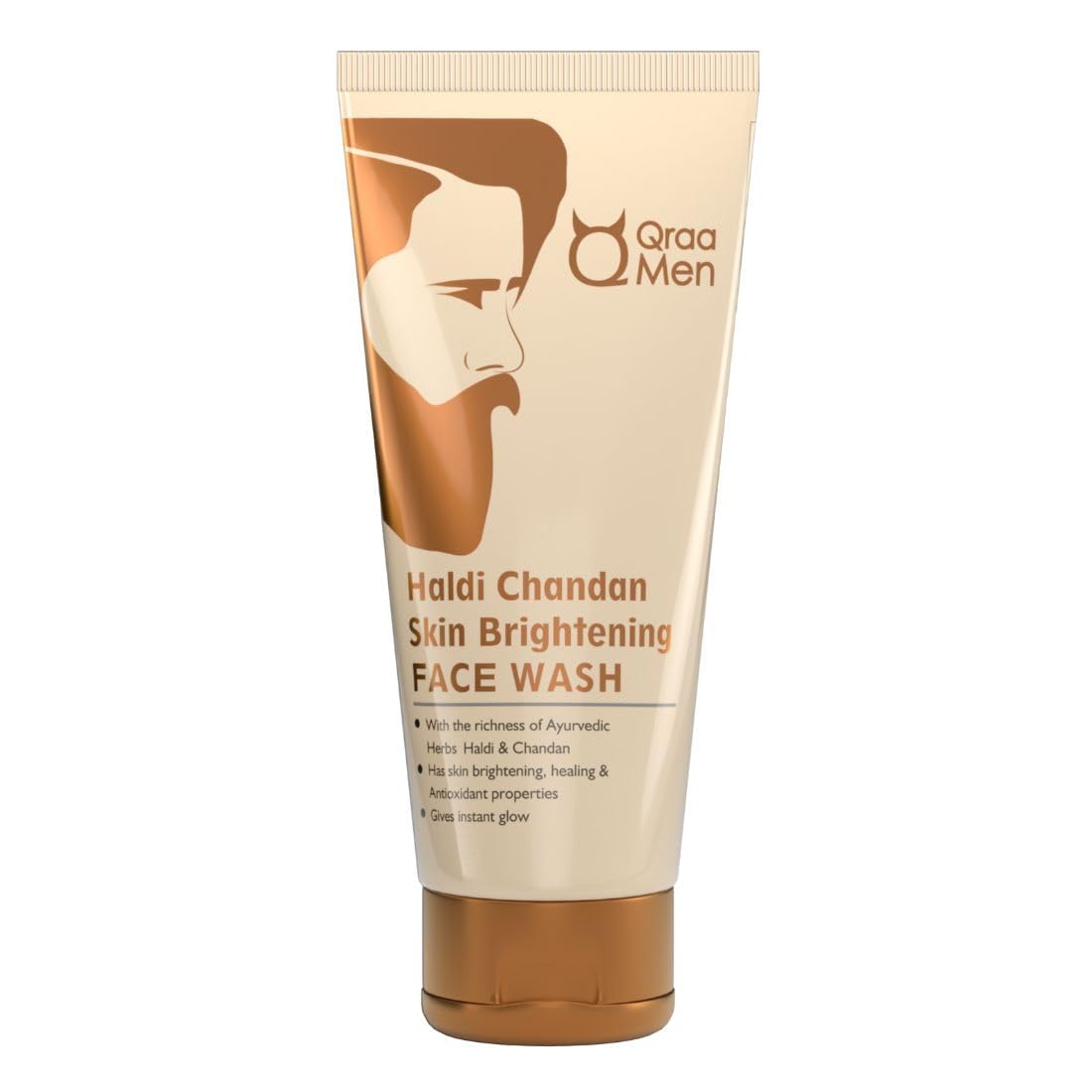 Qraa Haldi Chandan Skin Brightening Face wash for Men| With Sandalwood and Turmeric Extracts | Paraben & Colorant Free Gentle Daily Use Face Cleans
