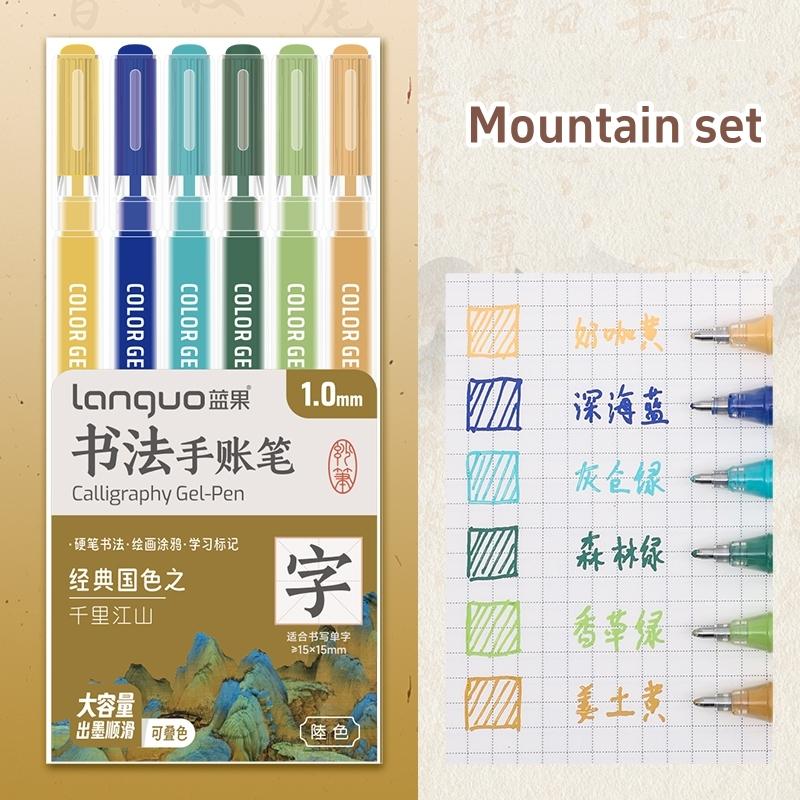 6 stk kalligrafi gel penner sett fet 1,0 mm kulepenn multi farge for skriving Tegning Maling Marker School