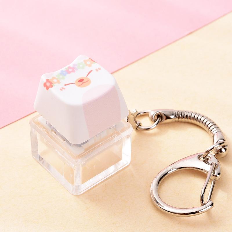 Cute Cat Dog Pendant Stress-Relief Fidget Keychain Mechanical Keyboard Keychain Dog-Themed Clicker Fidget For Backpack Study