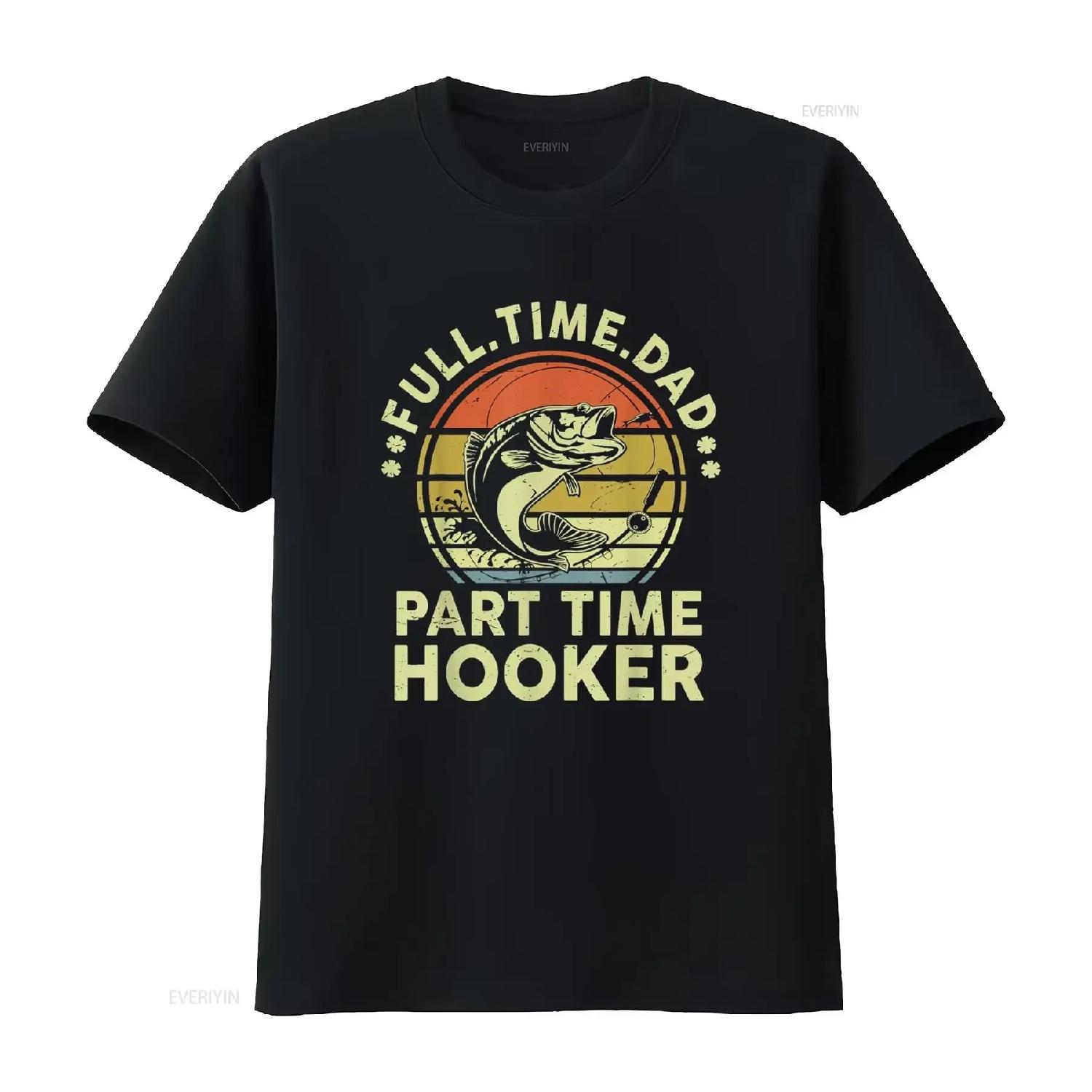 

Funny Bass Fish Dad Part Time Hooker Father Day Fishing T Shirt vintage Washed Unisex Stylish streetwear Comfortable Soft S чёрный