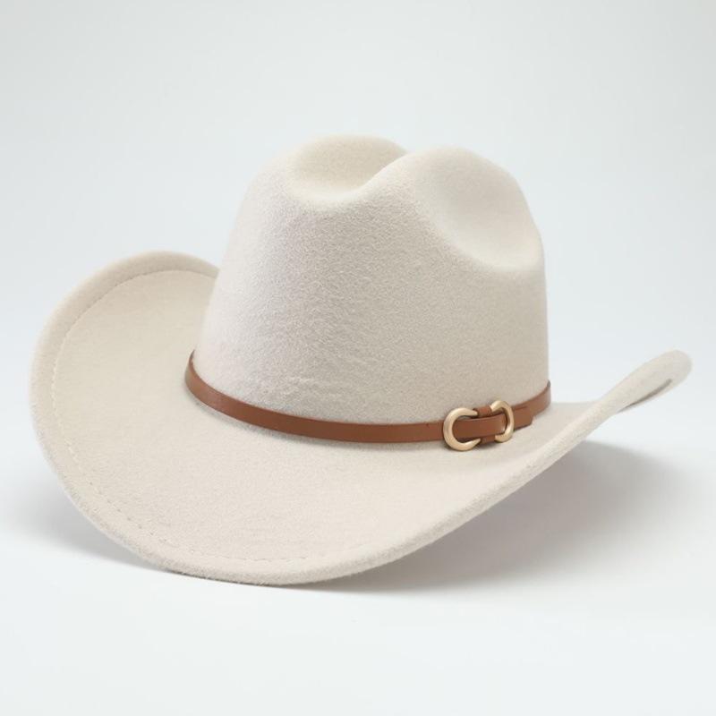 Deerskin Fleece Top Hat Retro Jazz Hat Men's and Women's Felt Hat European and American Woolen Hat Western Cowboy Hat