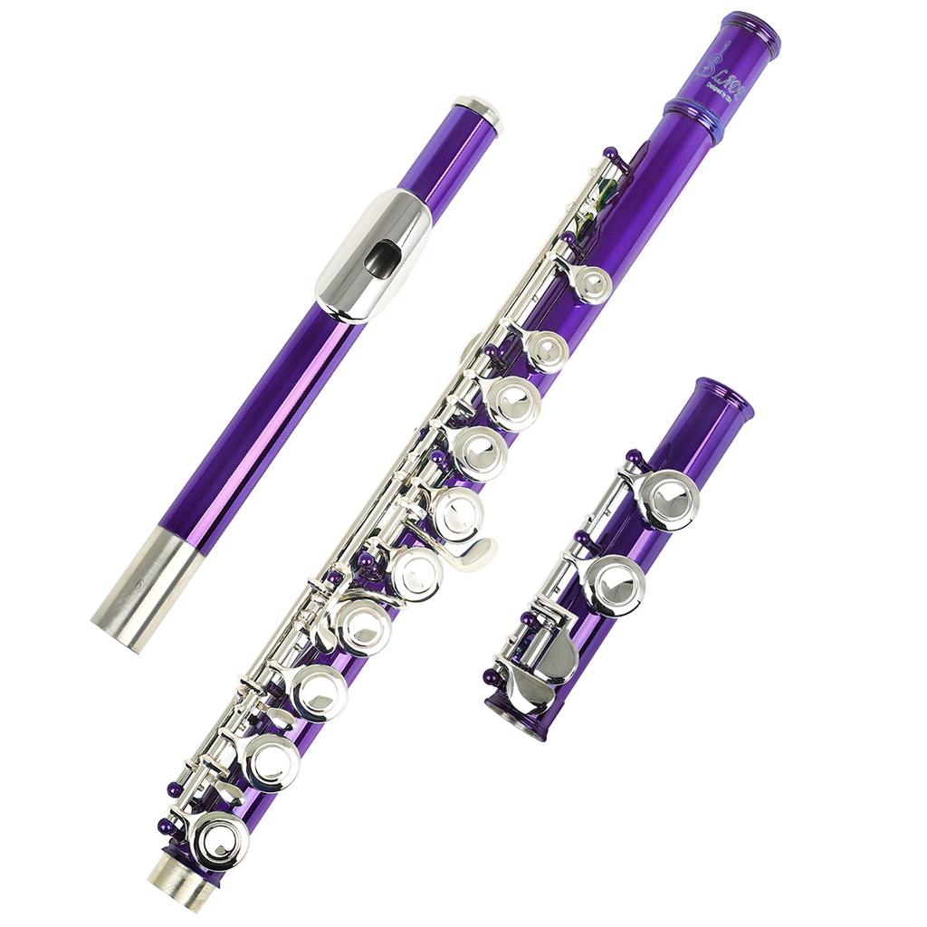 M MBAT 16-Hole Flute In C Nickel-plated White Brass Body Professional Performance Flute With Case Cleaning Tools Woodwinds