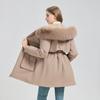 Mid Length Hooded Parka Coat Women's Winter Fur-Lined Coated Warm Cotton Coat