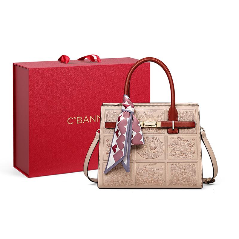 C°BANNER Cow Leather Shoulder Bag, Crossbody Bag Regular Women's Blue/White WQ107C41HA
