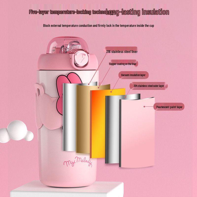 Sanrio Kuromi 316 Food-Grade Thermos Water Bottle for Kids