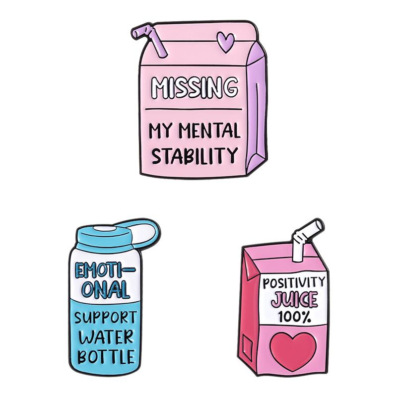 Cute Fruit Juice Enamel Pins Cartoon Boba Milk Tea Silly Goose Drink Box Brooches Lapel Badge Funny Jewelry Gifts Accessories
