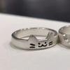 Adjustable Opening Cat Dog Couple Rings For Women Men Versatile Cute Overlapping Wear Rings Jewelry Accessories Gifts