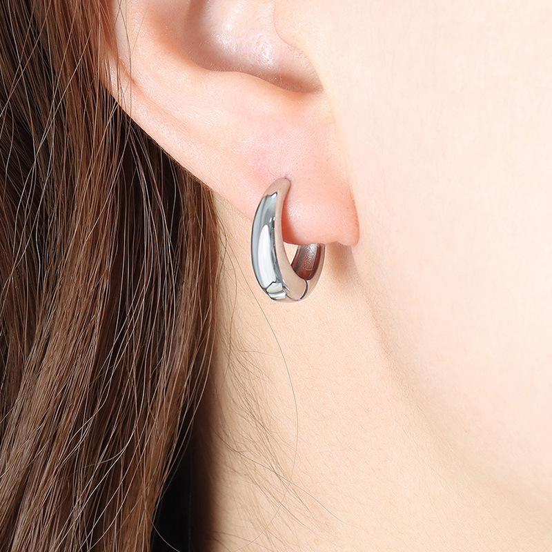 French-Inspired C-Shaped Minimalist Titanium Steel Earrings for Women