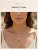 Natural Stone Necklace Stainless Steel 18K Gold Plated Geometric Tiger Eye Lapis Lazuli Pendant Women Vintage Jewelry