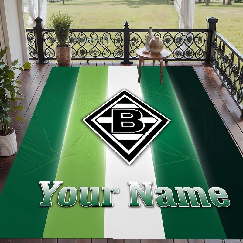 Benutzerdefinierter Teppich mit Aufdruck Borussia Mönchengladbach Rutschfester Bodenbelag Für Wohnzimmer Dekoration