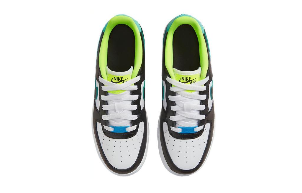 Nike Air Force 1 Graffiti Leather Abrasion Resistant Low Top Kids' Skateboarding Shoes Black Green Teenagers DX3349-100