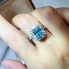 3 Carat Green Radiant Moissanite Rectangular Cut Ring - European and American Popular New Style