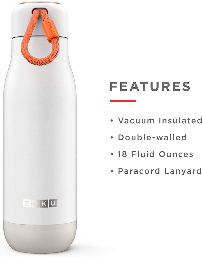 ZOKU Stainless Steel Bottle, 500ml, Matte White