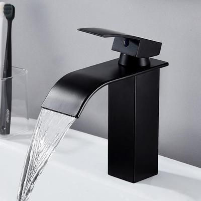 Household Waterfall Wash Basin Stainless Steel High And Low Faucet Black Hot And Cold Toilet Wash Basin Bathroom