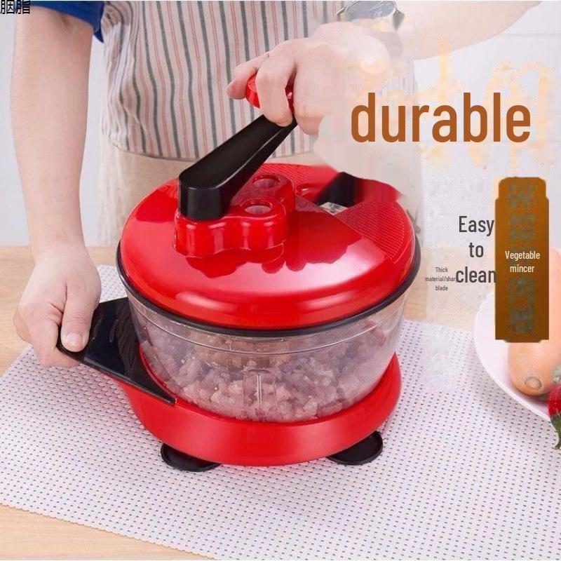 Manual Food Processor and Meat Grinder for Kitchen Use: Hand-Cranked Blender for Vegetables and Dumpling Stuffing.