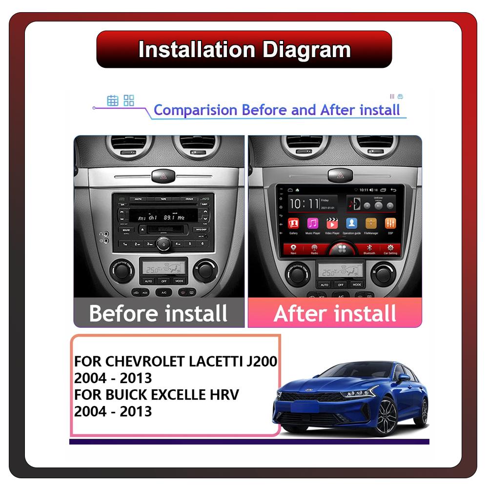 2Din Android Car-Play Car Radio,Buick Excelle HRV Chevrolet Lacetti J200 2004-2013,Multimedia Player Head Unit Stereo GPS Navigation BT WIFI,1+16GB
