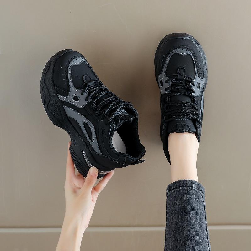 

Inner heightening dad shoes platform casual shoes autumn new small thick-soled non-slip sneakers 40 чорний колір сірий
