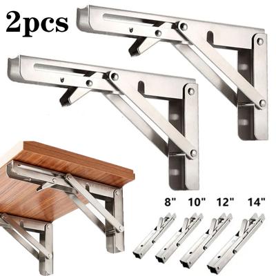 6-24 Zoll, 2 Stück klappbare Regalhalterungen, robuste zusammenklappbare Regalhalterung aus Edelstahl für Tisch, Werkbank, platzsparende DIY-Halterung