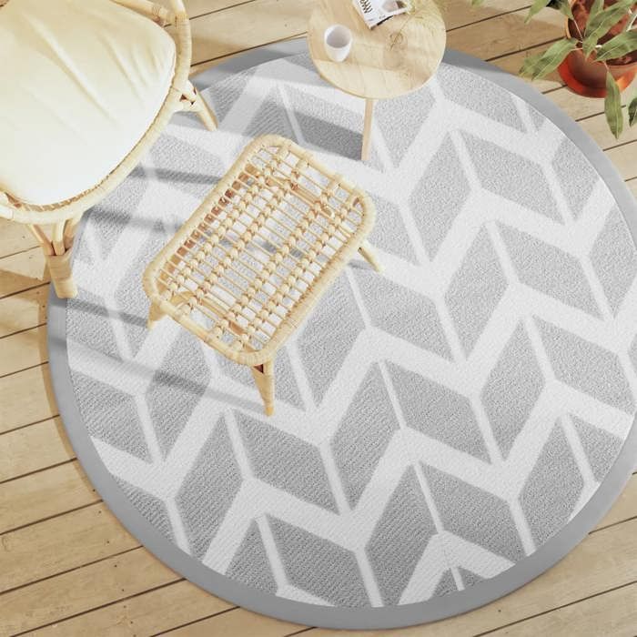 VidaXL Outdoor Rug Grey Ø160 Cm PP, Garden Rug, Floor Mat, Floor Carpet, Rug, Patio Rug, Carpet 368523